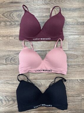 Like New Lucky Brand Bra Set - Burgundy, Pink, Black